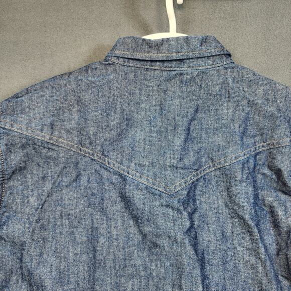 Cody James FR Mens Shirt Medium Blue Denim Western Long Sleeve Button Up Rodeo - Picture 12 of 16